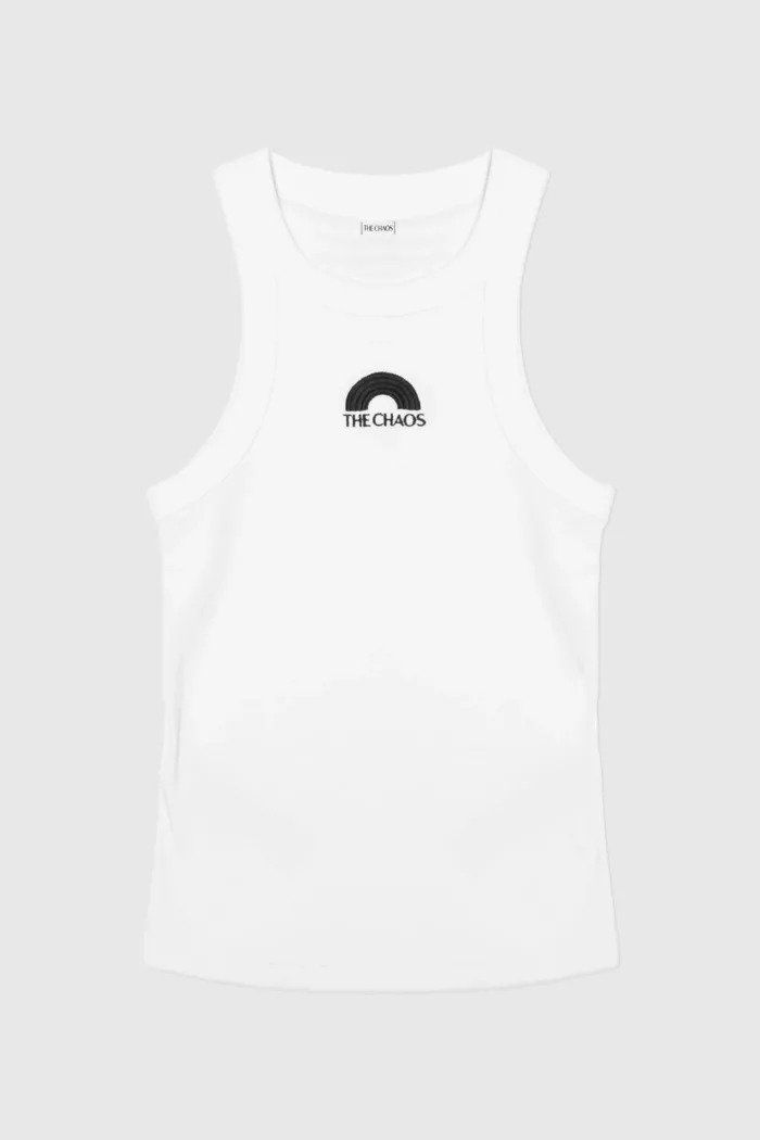 Chaotic White tank top, vista 2